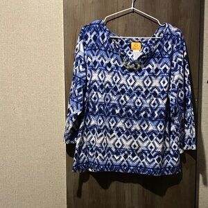 Ruby Rd. Blue and White Patterned Hoodie